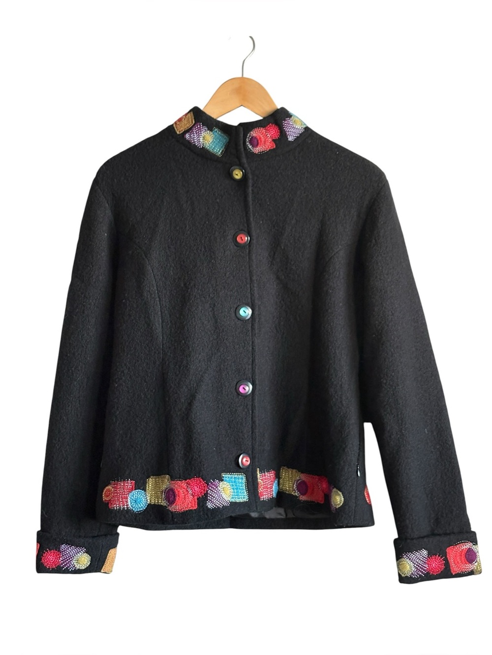 Icelandic Design Size Medium Wool Embroiderd Button Down Cardigan